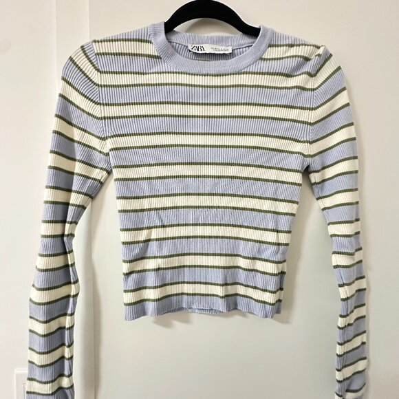 Zara Striped Knit Crewneck Top - Picture 2 of 2